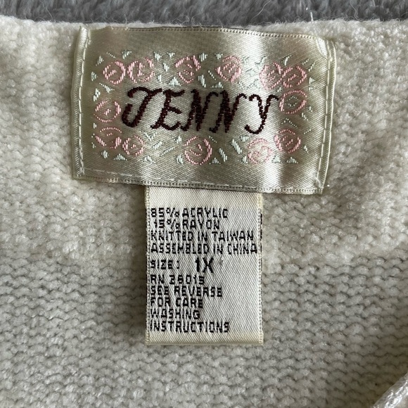 Jenny Vintage off white Floral Knit Sweater size 1X - Picture 9 of 9